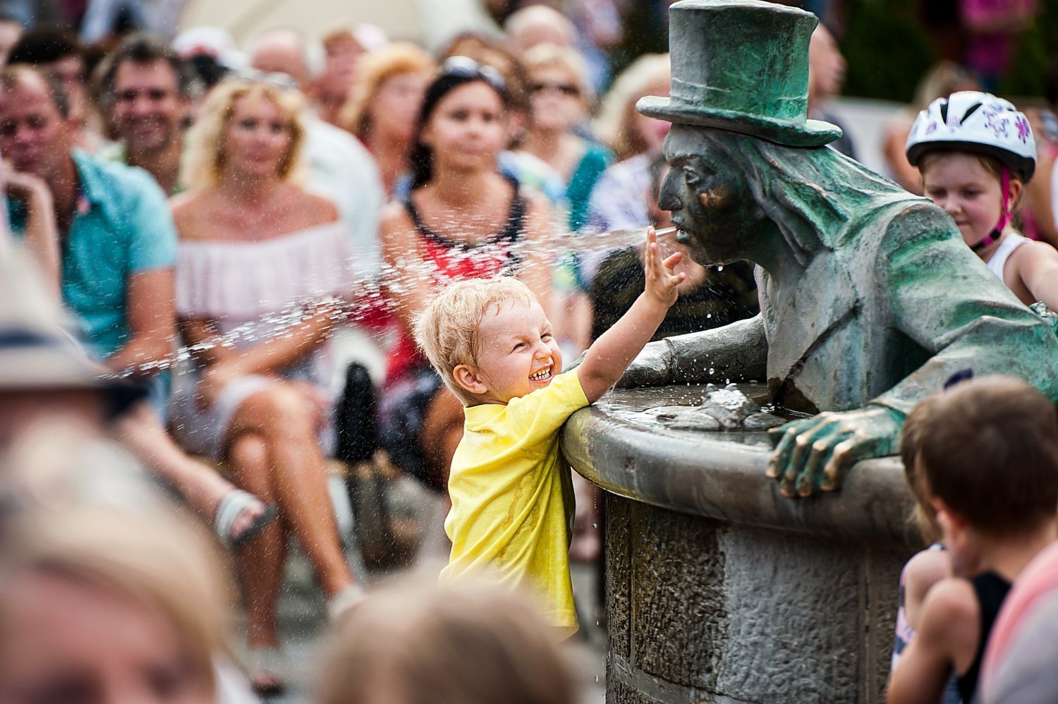 Fontána s vodníkom Valentínom na Štúrovom námestí. Foto: Juraj Majerský